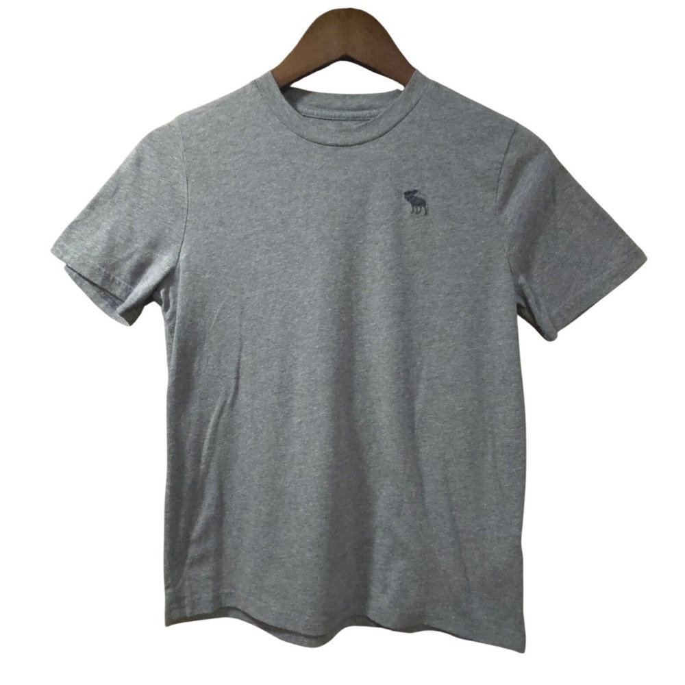 Abercrombie Kids Boys Grey Heather Moose Logo Short Sleeve T-Shirt Size 11/12